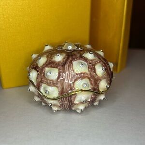 Sea Urchin - Enamel & Crystal Trinket Keeper Box Tchotchke Figure